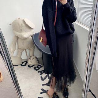 Plain Mesh Panel Skirt