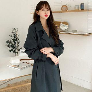 Plus Size Belted Long Trench Coat