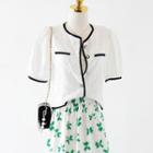 Round-neck Two Tone Button-up Blazer