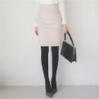 Wool Blend Herringbone Skirt