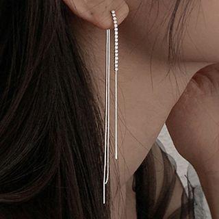 Alloy Fringed Earring 1 Pc - Silver - One Size