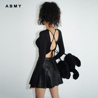 Plain Open Back Drawstring Cropped Top