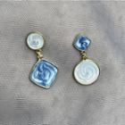 Geometry Drop Earring 1 Pair - S925 Silver Stud - Grayish Blue - One Size