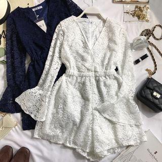 Bell-sleeve Lace Playsuit