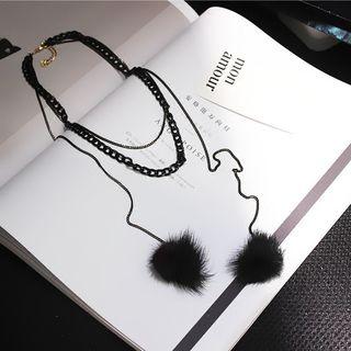 Pompom Drop Chain Necklace