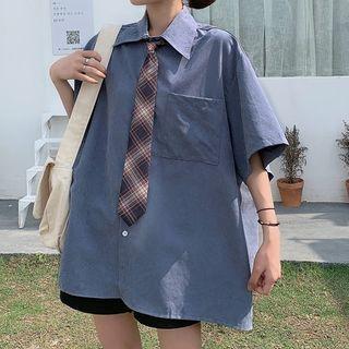 Short-sleeve Plain Shirt / Necktie