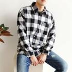 Plus Size Round-hem Gingham Shirt