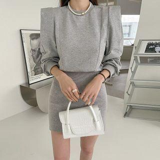 Sharp-shoulder Tube-hem Minidress