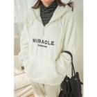 Tall Size Embroidered Furry Fleece Hoodie
