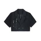 Short-sleeve Cropped Button Jacket