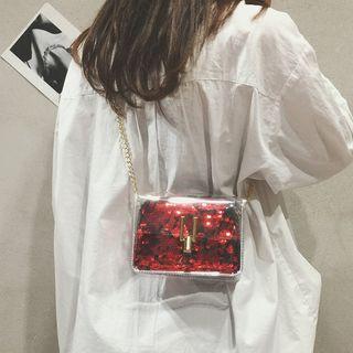 Transparent Crossbody Bag With Sequined Pouch