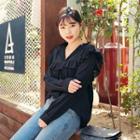 Mock-neck Frilled-trim Blouse