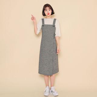 Wrap-front Checked Jumper Dress