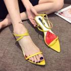 Open Pointed Toe Ankle Strap High Heel Sandals
