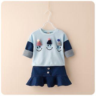 Set: Applique Pullover + Denim Skirt