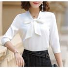 Elbow-sleeve Work Shirt / Pencil Skirt / Set