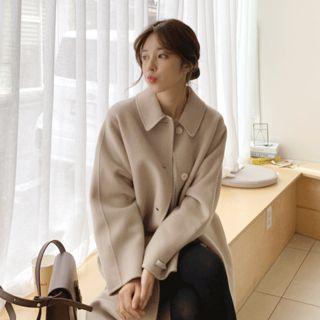 Single-breasted Handmade Wool Coat With Sash