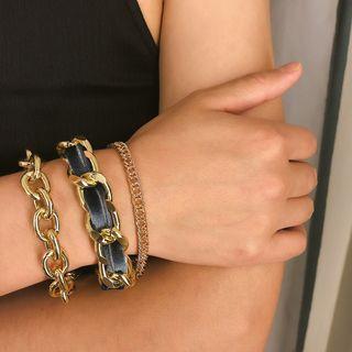 Set: Velvet / Aluminium / Alloy Bracelet (assorted Designs) 0200 - Gold - One Size