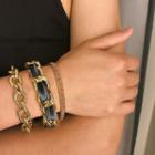 Set: Velvet / Aluminium / Alloy Bracelet (assorted Designs) 0200 - Gold - One Size
