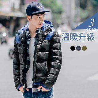 Colorblocked Hooded Down Jacket