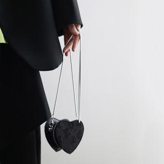 Mini Heart Chain Handbag Black - One Size