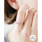 Wishbone-charm Chain-linked Silver Ring