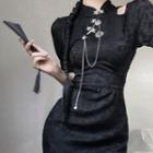 Asymmetrical Cold-shoulder Chained A-line Dress