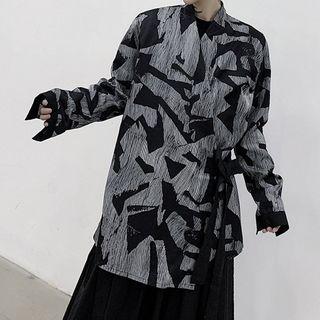 Patterned Tie-front Shirt