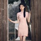 Short-sleeve Linen Mini Qipao
