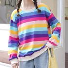Rainbow Stripe Loose-fit Sweatshirt Rainbow Stripe - One Size
