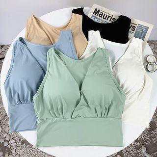 Padded Cropped V-neck Tank Top