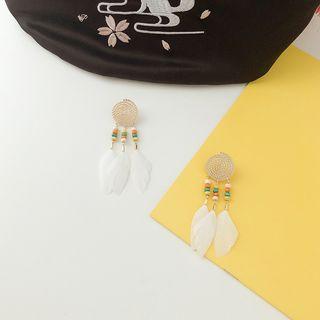 Feather Dream Catcher Fringed Earring S925 Silver Needle - As Shown In Figure - One Size