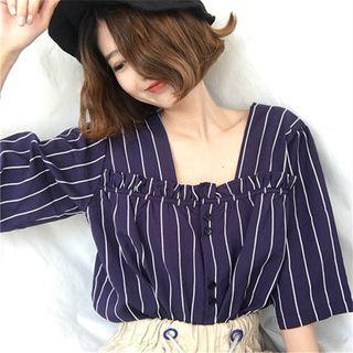Striped Loose-fit Chiffon Top