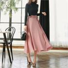 Tall Size Frilled-waist Flared Wrap Skirt