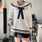 Sailor-collar Woolen Cable-knit Top