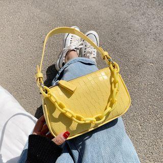 Crocodile Grain Zip Crossbody Bag