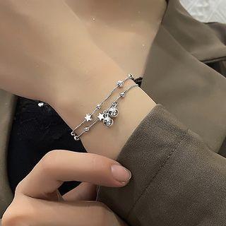Star Bell Layered Bracelet 1 Pc - Silver - One Size
