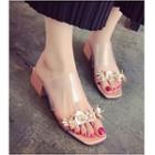 Transparent Strap Square-toe Block-heel Slide Sandals