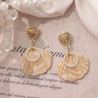Heart Shell Drop Earring 1 Pair - Nude - One Size