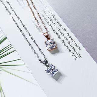 Cubic Rhinestone Pendant Necklace