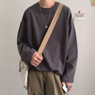 Long Sleeve Plain Round Neck T-shirt