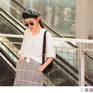 Roll-up 3/4 Sleeve Plain Shirt