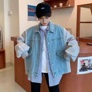 Panelled Denim Jacket Light Blue - One Size