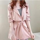 Tie-neck Buttoned Cropped Trench Coat