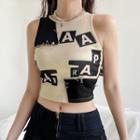 Lettering Patchwork Tank Top