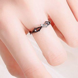 925 Sterling Silver Open Ring 1 Pcs - Black - One Size