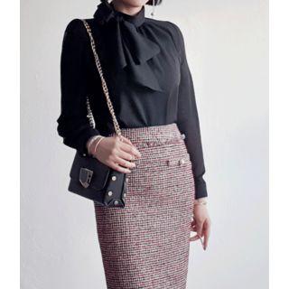Faux-pearl Tweed Skirt