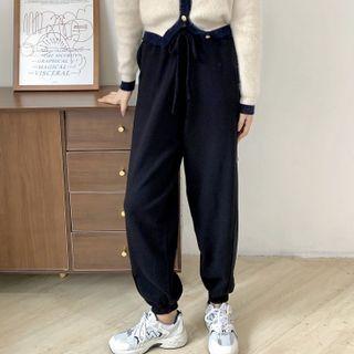 Knit Drawstring Gathered Cuff Harem Pants