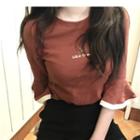 Embroidered Bell Elbow-sleeve T-shirt