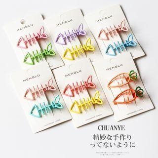 Set Of 2: Carrot / Fish Bone Hair Clip